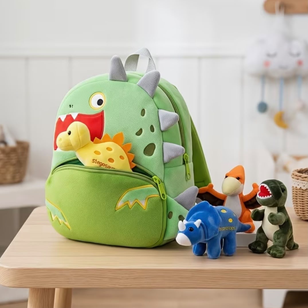 Bolso de dinosaurio con peluches