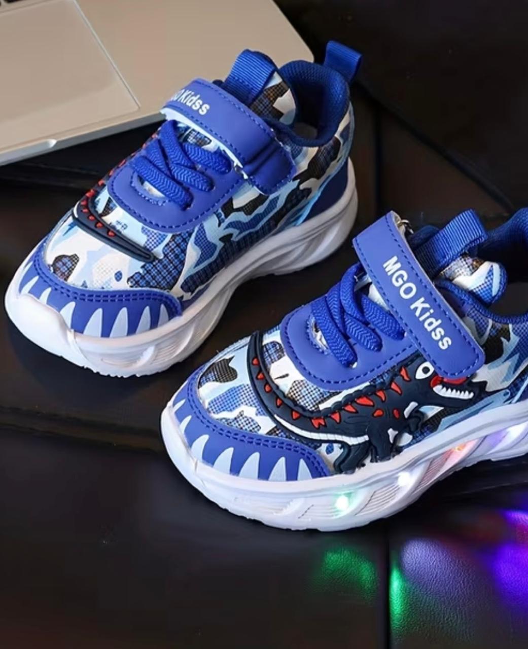 Tennis dinosaurio azules con luces
