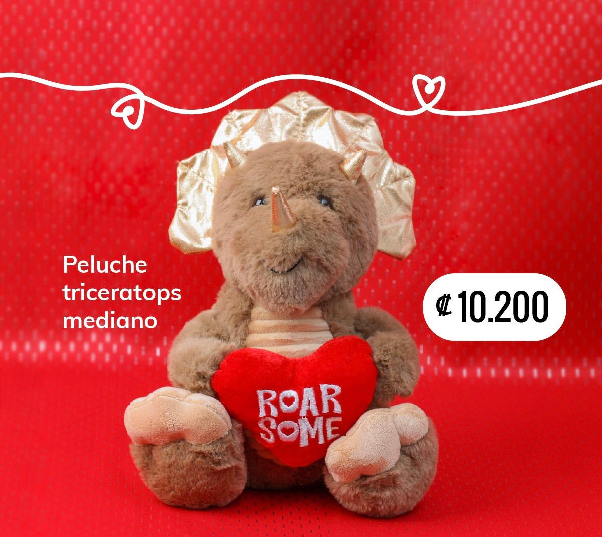 Peluche Triceratops San Valentín