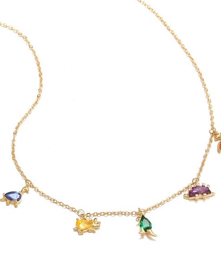 Collar dinosaurios baño de oro