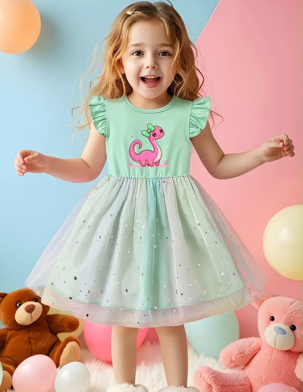 Vestido dinosaurio niña verde