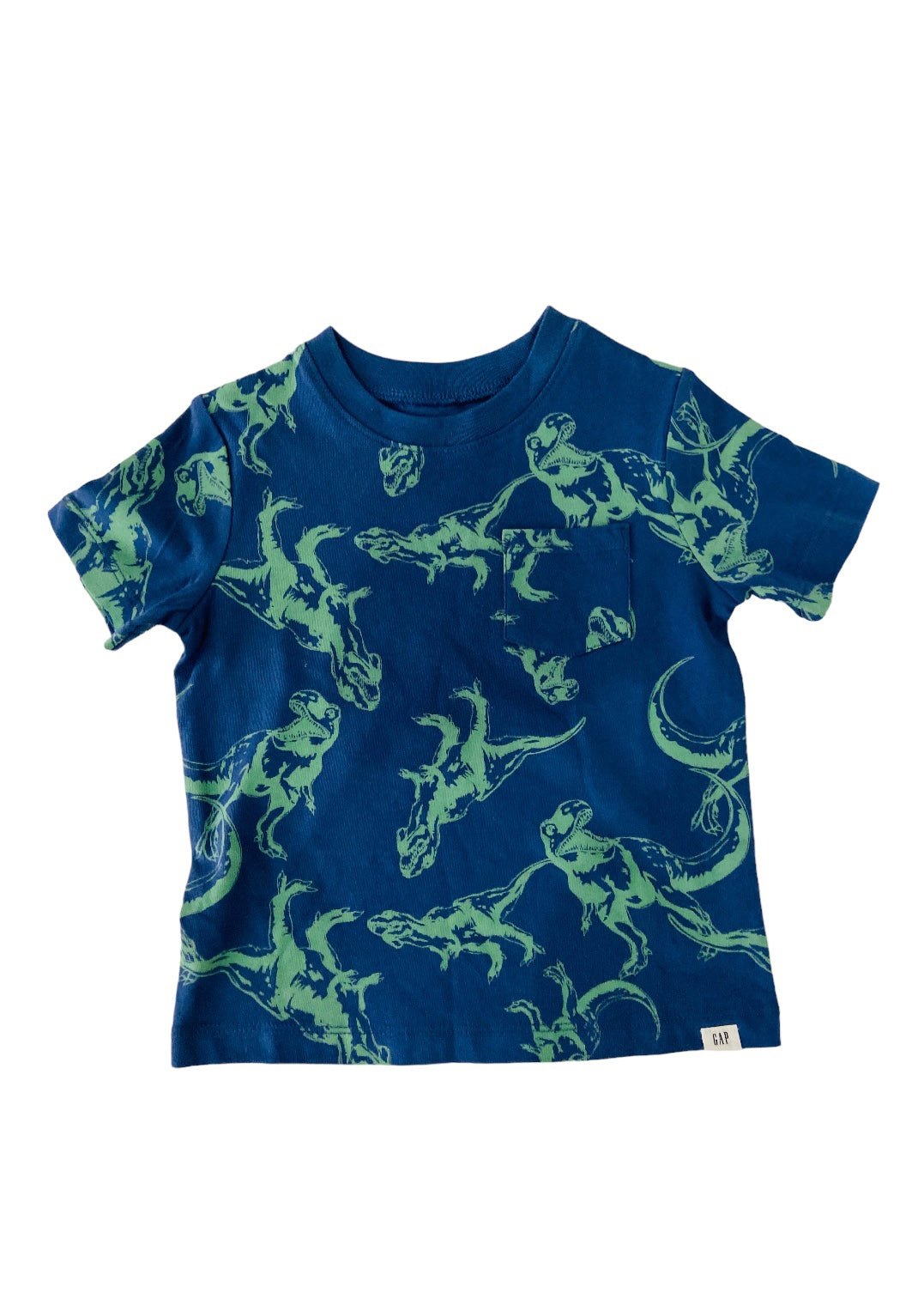 Camiseta azul con dinos verdes