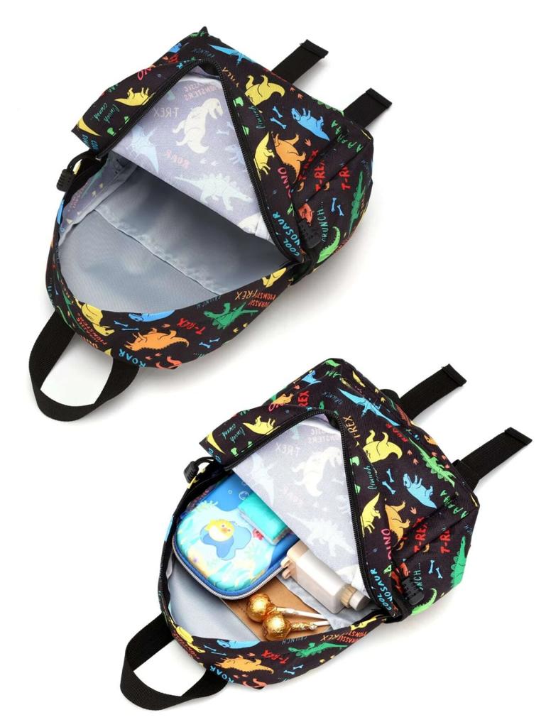 Salveque preescolar negro con dinos de colores