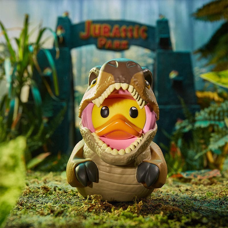 Pato de goma coleccionable disfrazado de T.Rex Jurassic Park - Edición Mini