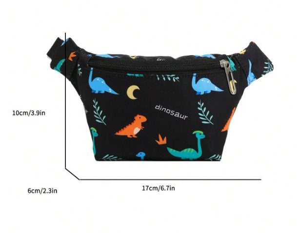 Bolso de cintura canguro dinosaurios negro