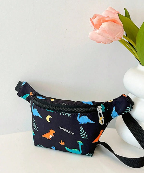 Bolso de cintura canguro dinosaurios negro
