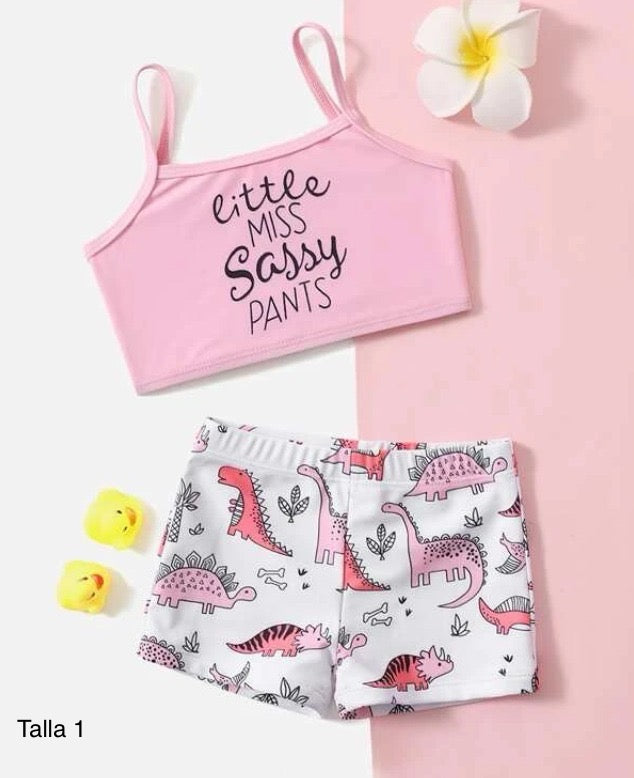 Vestido de baño rosa niñas