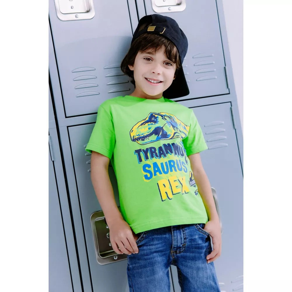 Camiseta Verde Jurassic World Tiranosaurio Rex (T Rex)