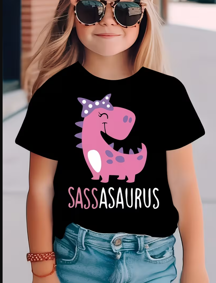 Camiseta Negra Sassasaurus niñas