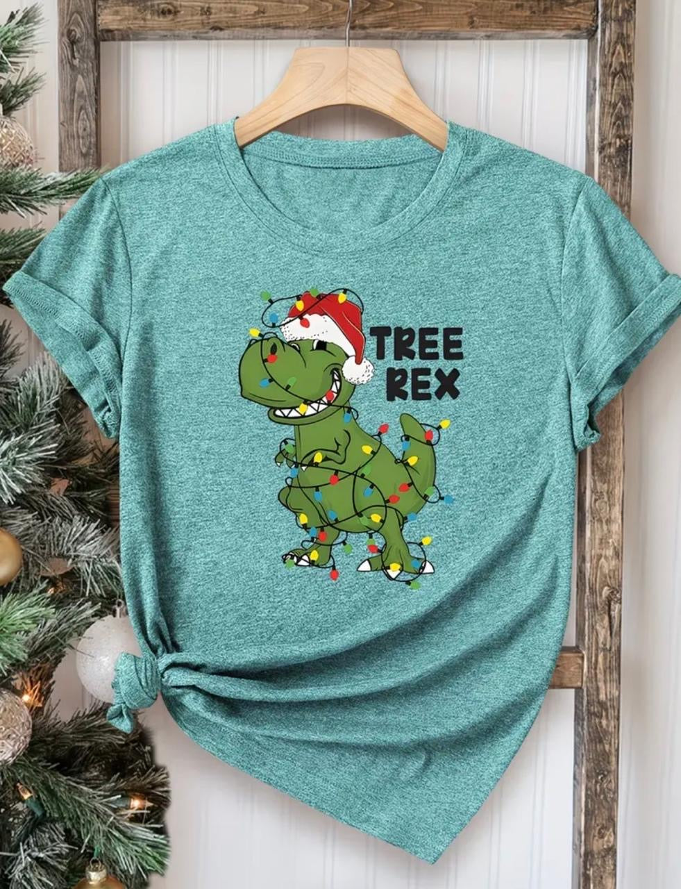 Camiseta navideña verde turquesa