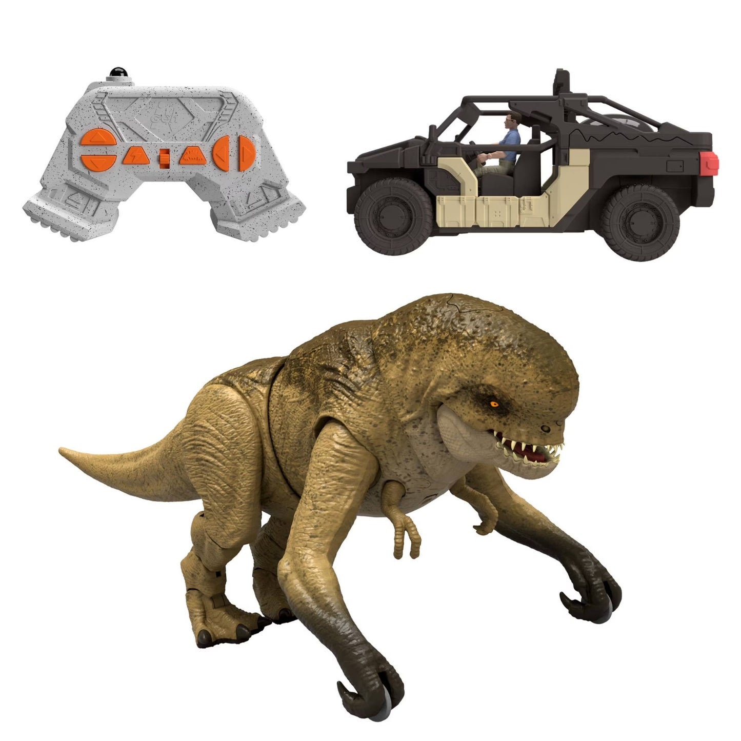 Set Jurassic World Rebirth Distortus Rex & Vehiculo, Control Remoto