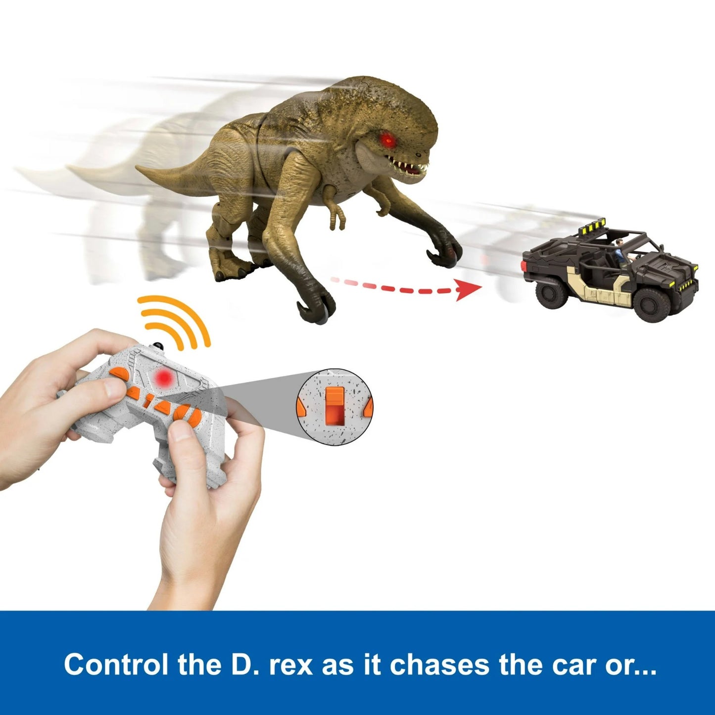 Set Jurassic World Rebirth Distortus Rex & Vehiculo, Control Remoto