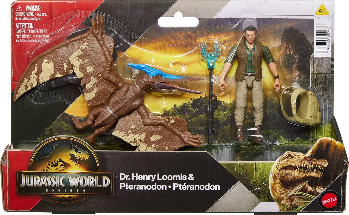 Set Dr. Henry Loomis y Pteranodon Jurassic World Rebirth