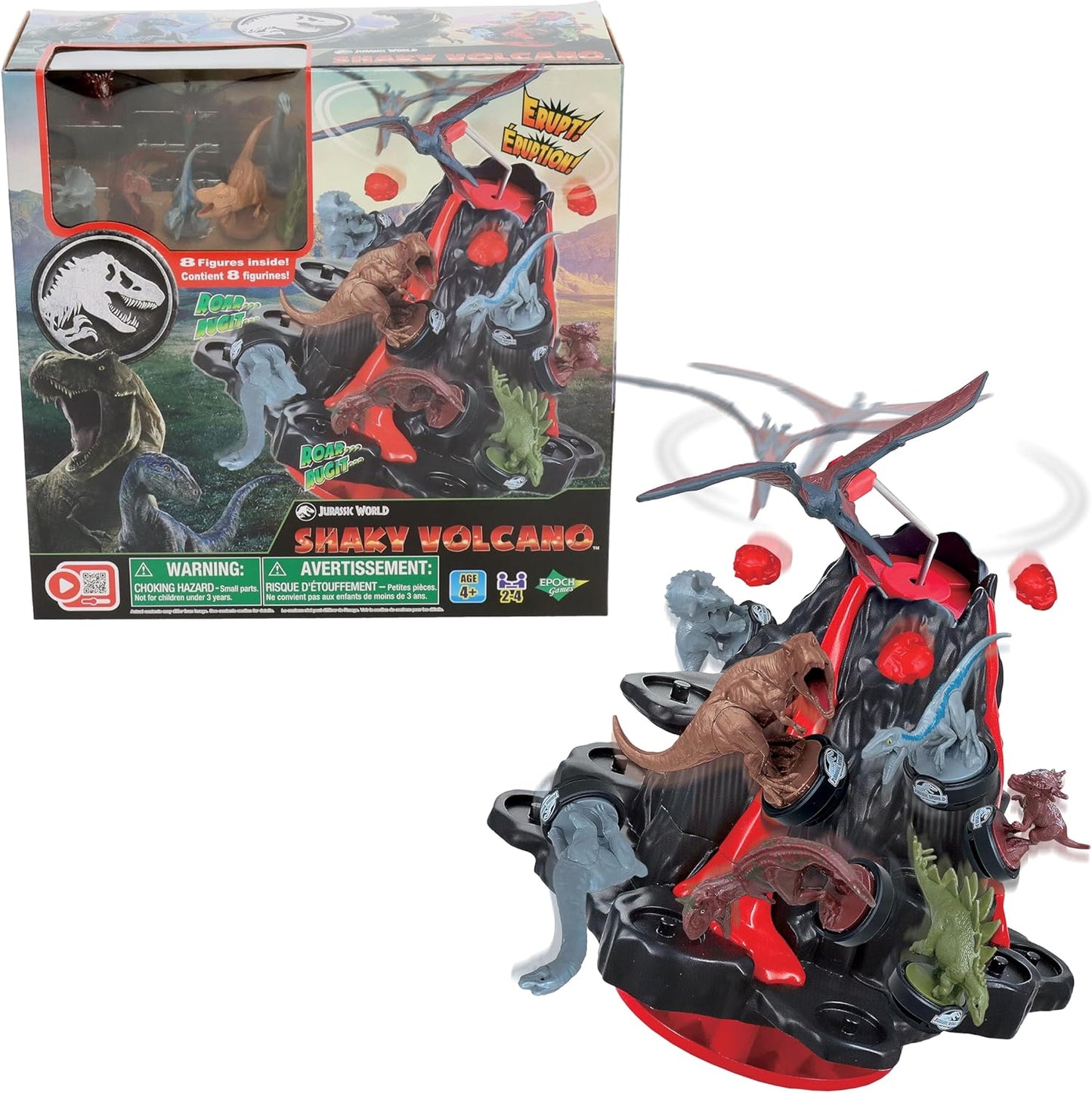 Jurassic World Shaky Volcano - Juego de dinosaurios de mesa lleno de acción
