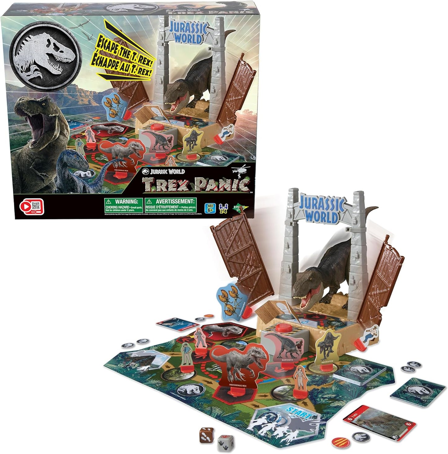 Jurassic World T. Rex Panic - Juego de dinosaurios de mesa lleno de acción