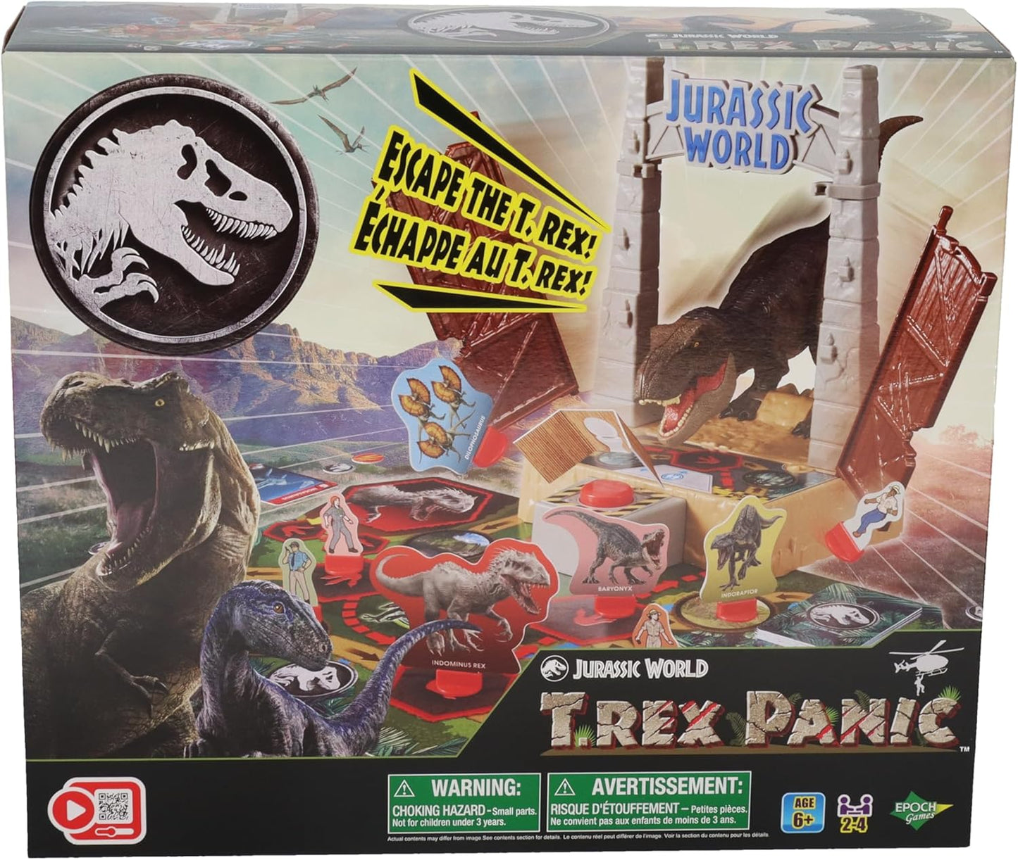 Jurassic World T. Rex Panic - Juego de dinosaurios de mesa lleno de acción