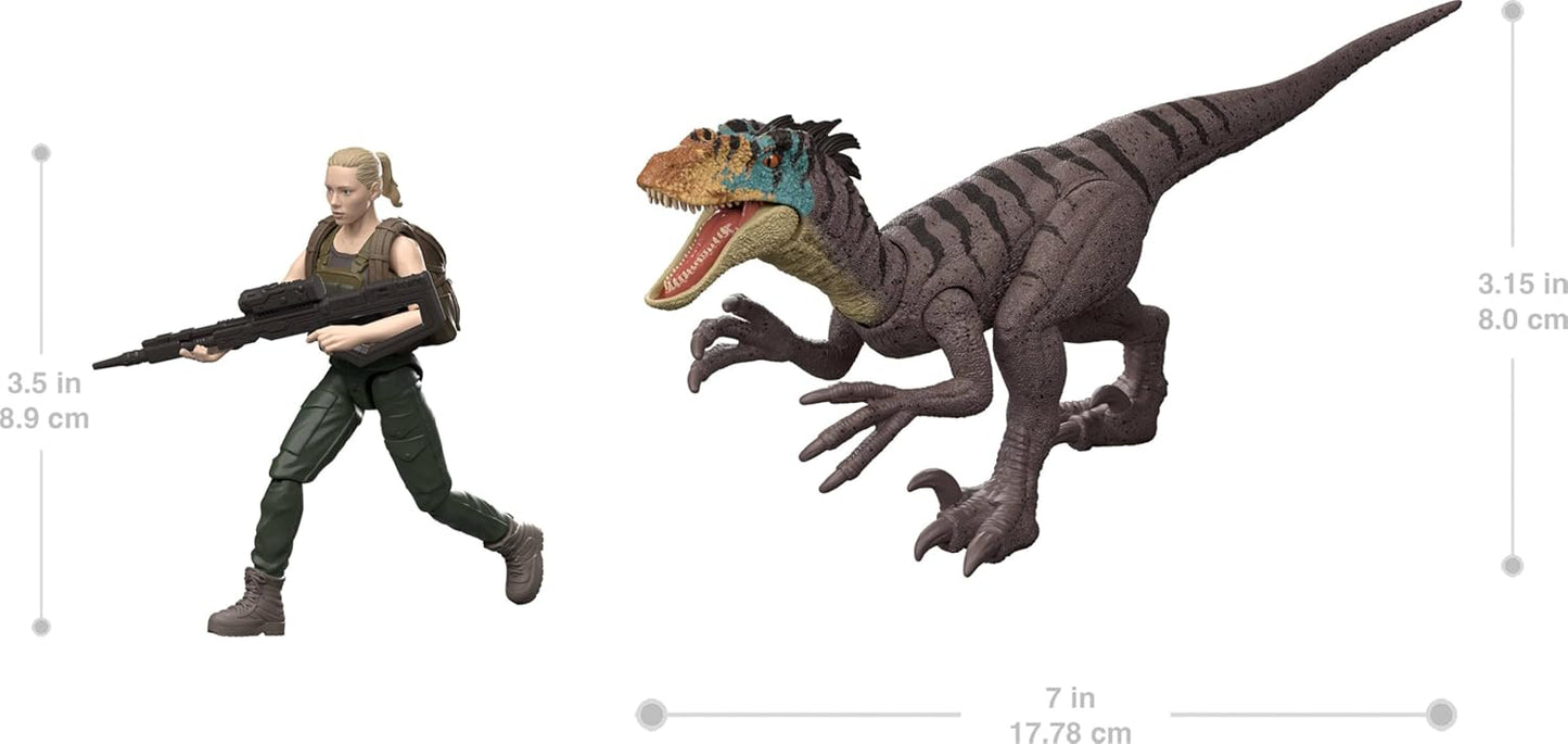 Set Zora Bennett y Velociraptor Jurassic World Rebirth