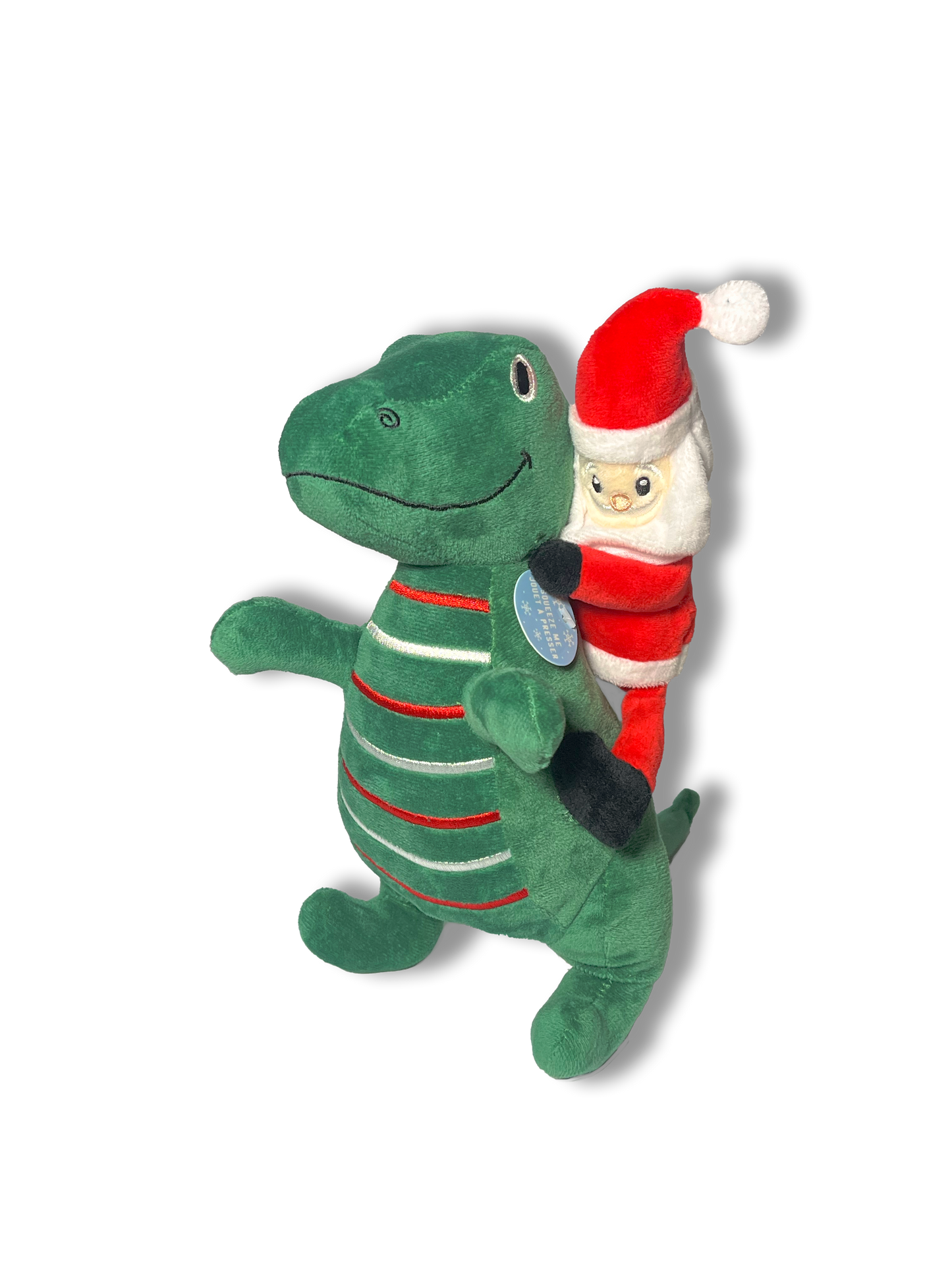Peluche de Dinosaurio con Santa en la espalda