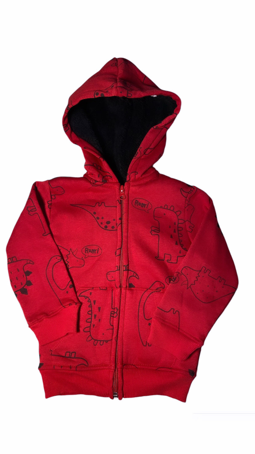 Abrigo rojo con dinosaurios hoddie