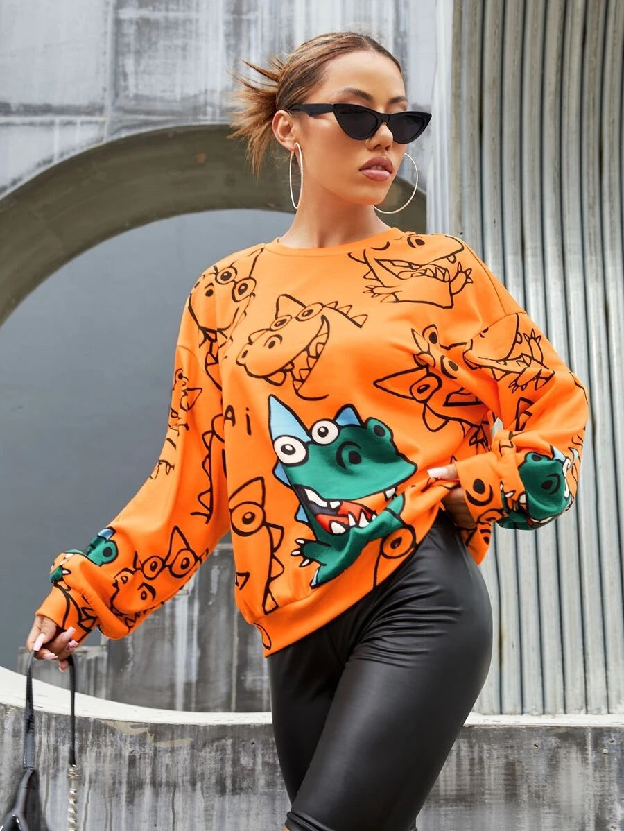 Abrigo dinosaurio naranja adulto