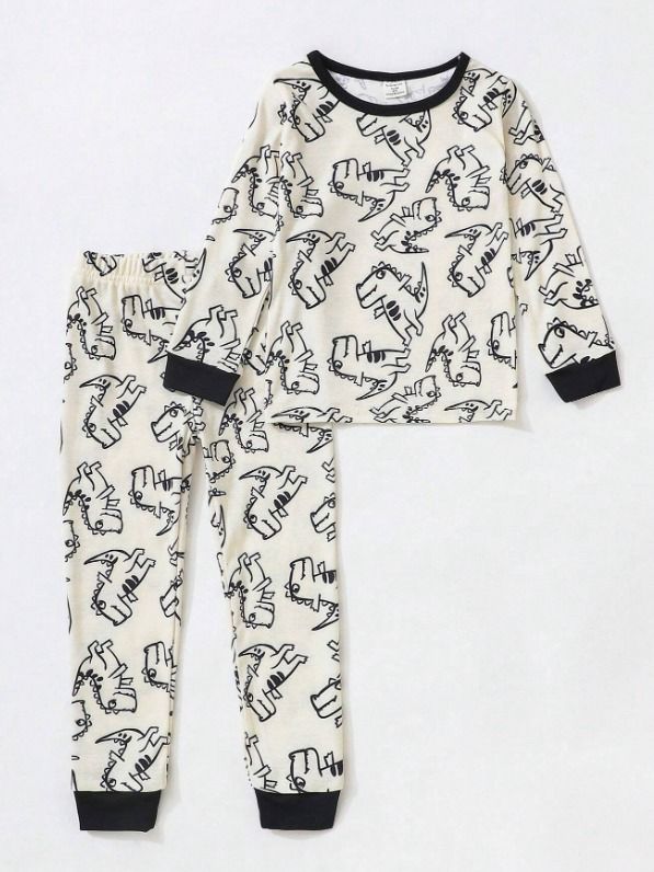 Pijama beige con negro