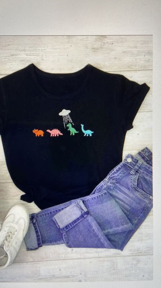 Camiseta negra Dino abducción