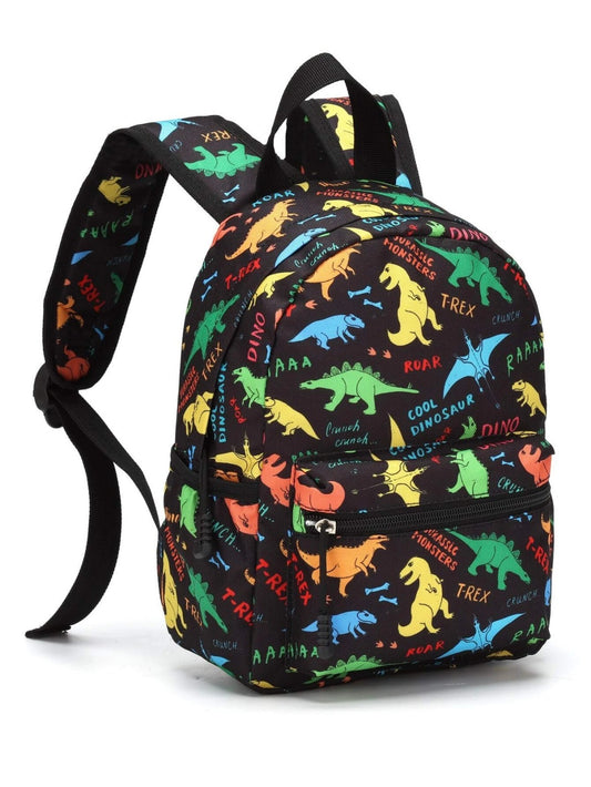 Salveque preescolar negro con dinos de colores