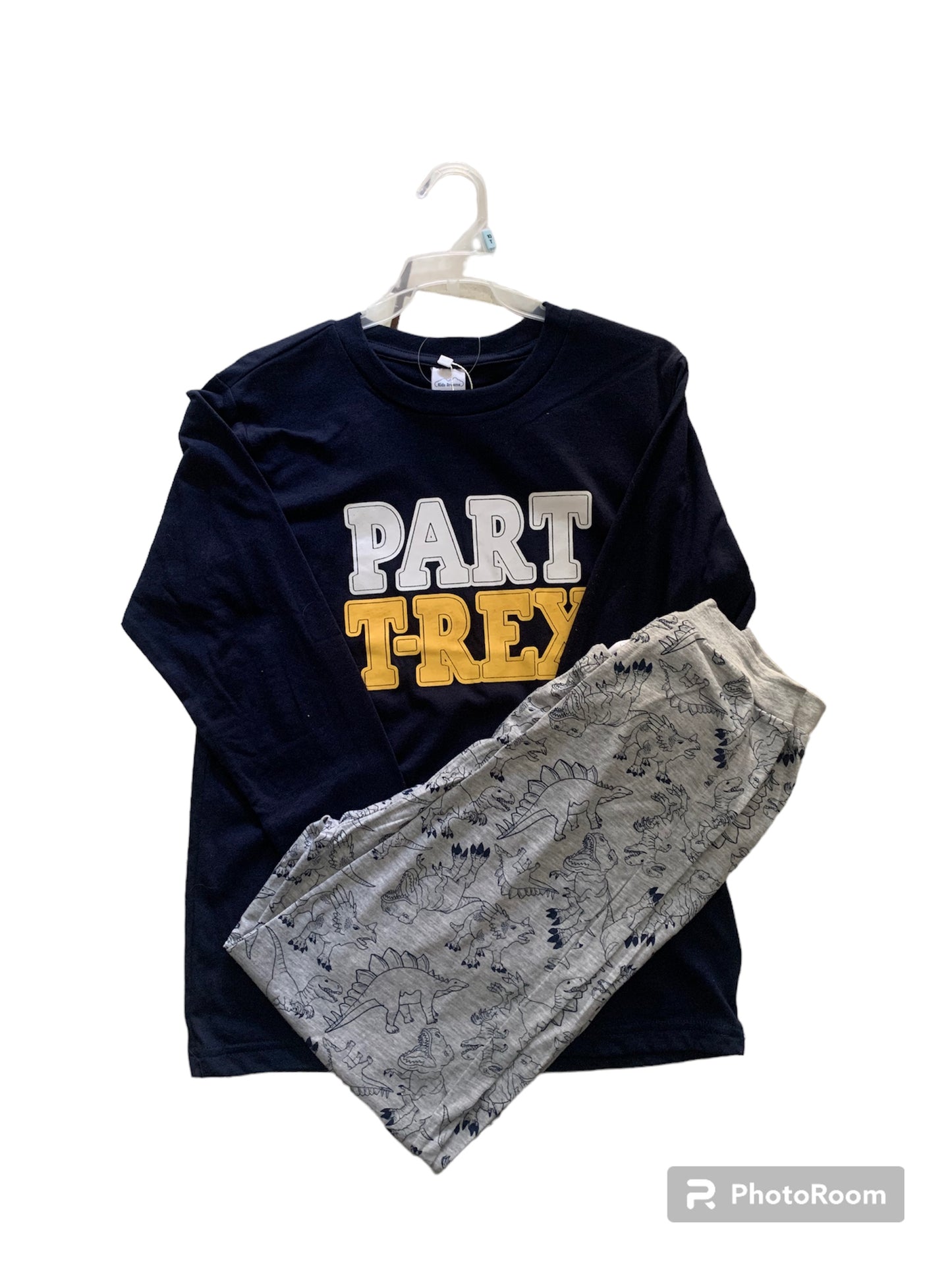 Pijama azul y gris Party T Rex