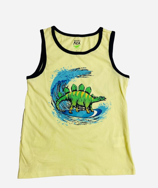 Camiseta sin mangas amarilla Stegosaurio sufer