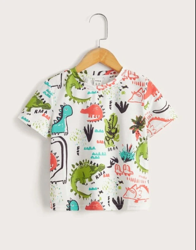 Camiseta blanca con dinos