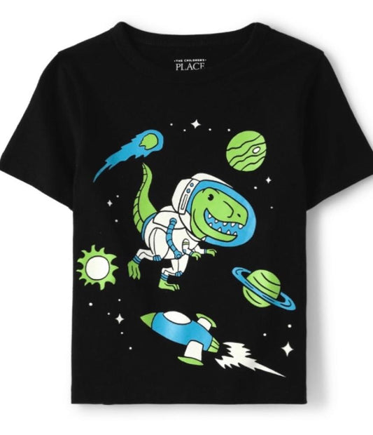 Camiseta Negra Dino Espacial