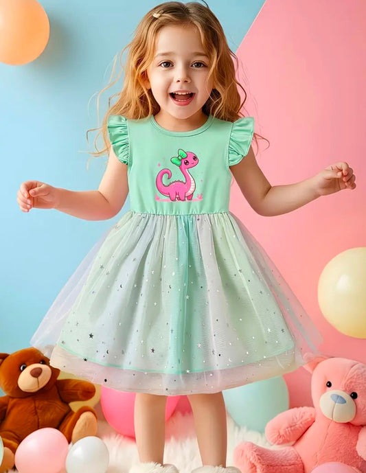 Vestido dinosaurio niña verde