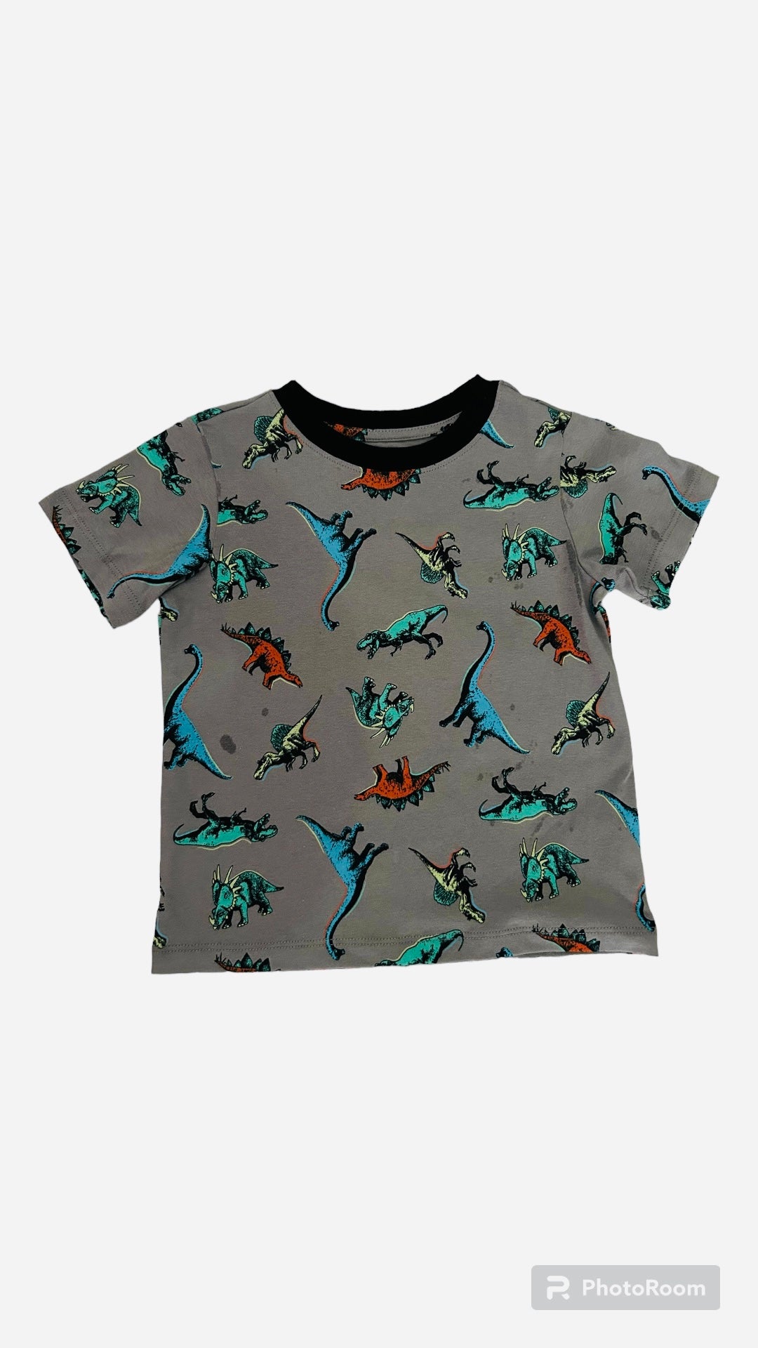 Camiseta gris con dinosaurios