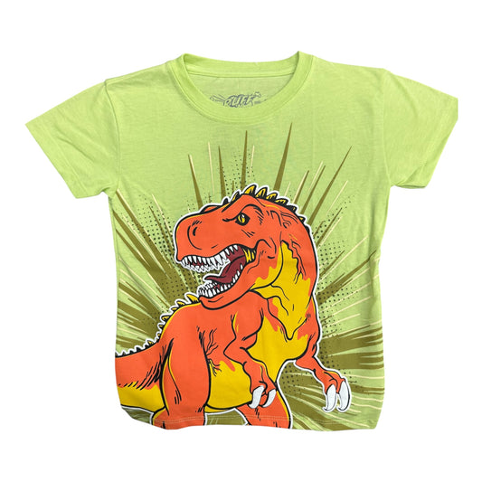 Camiseta  TRex relieve verde y naranja