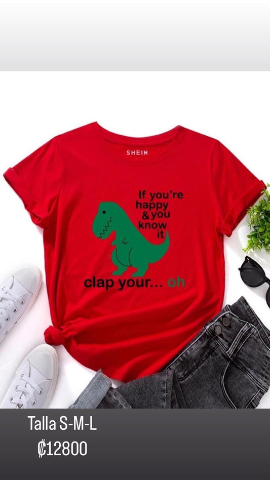 Camiseta roja Clap your hands Rex