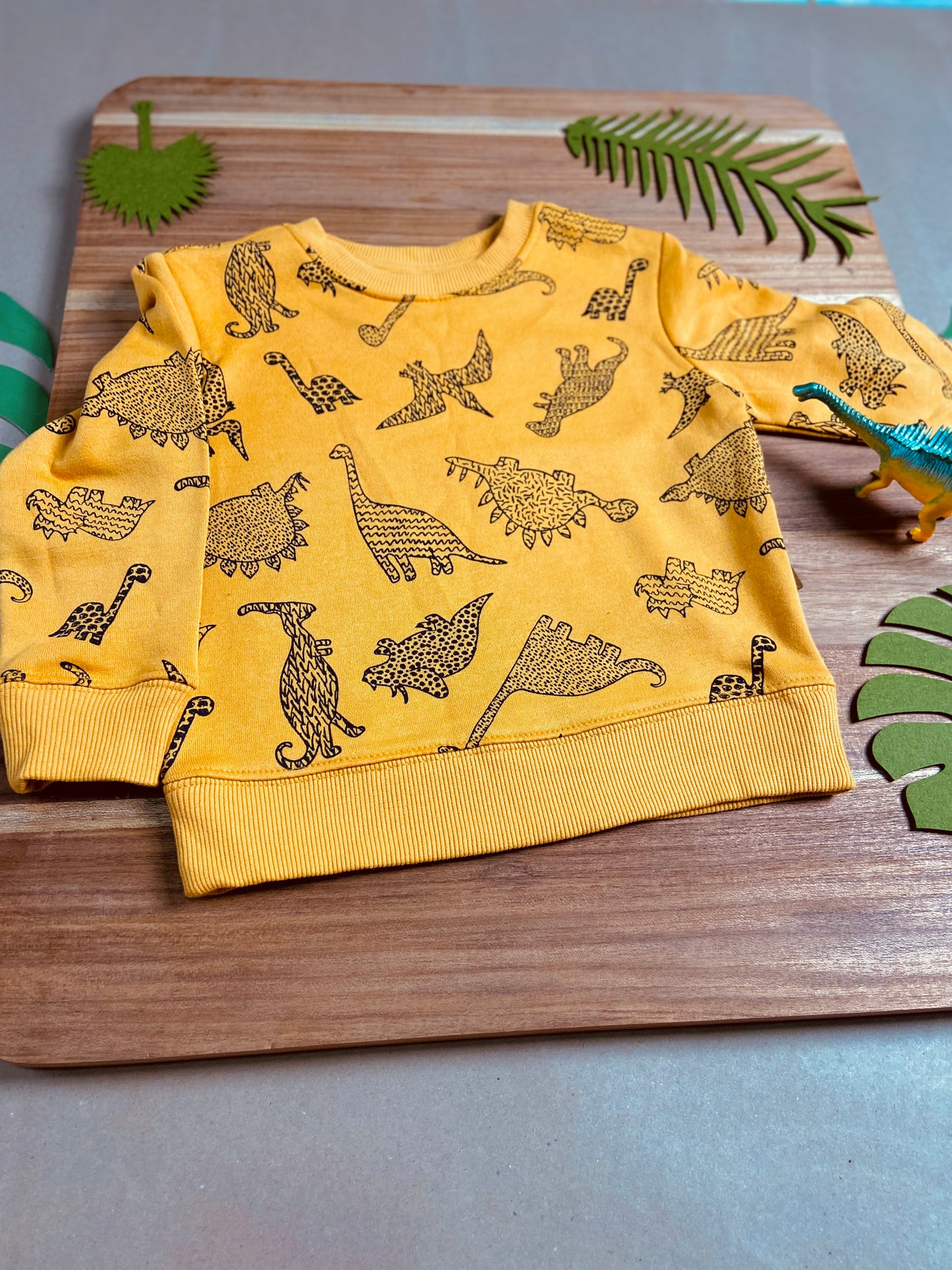 Abrigo amarillo con dinosaurios