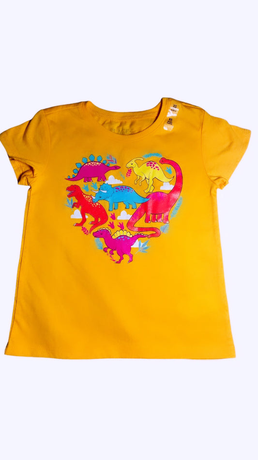 Camiseta naranja Dino corazón niñas Children Place