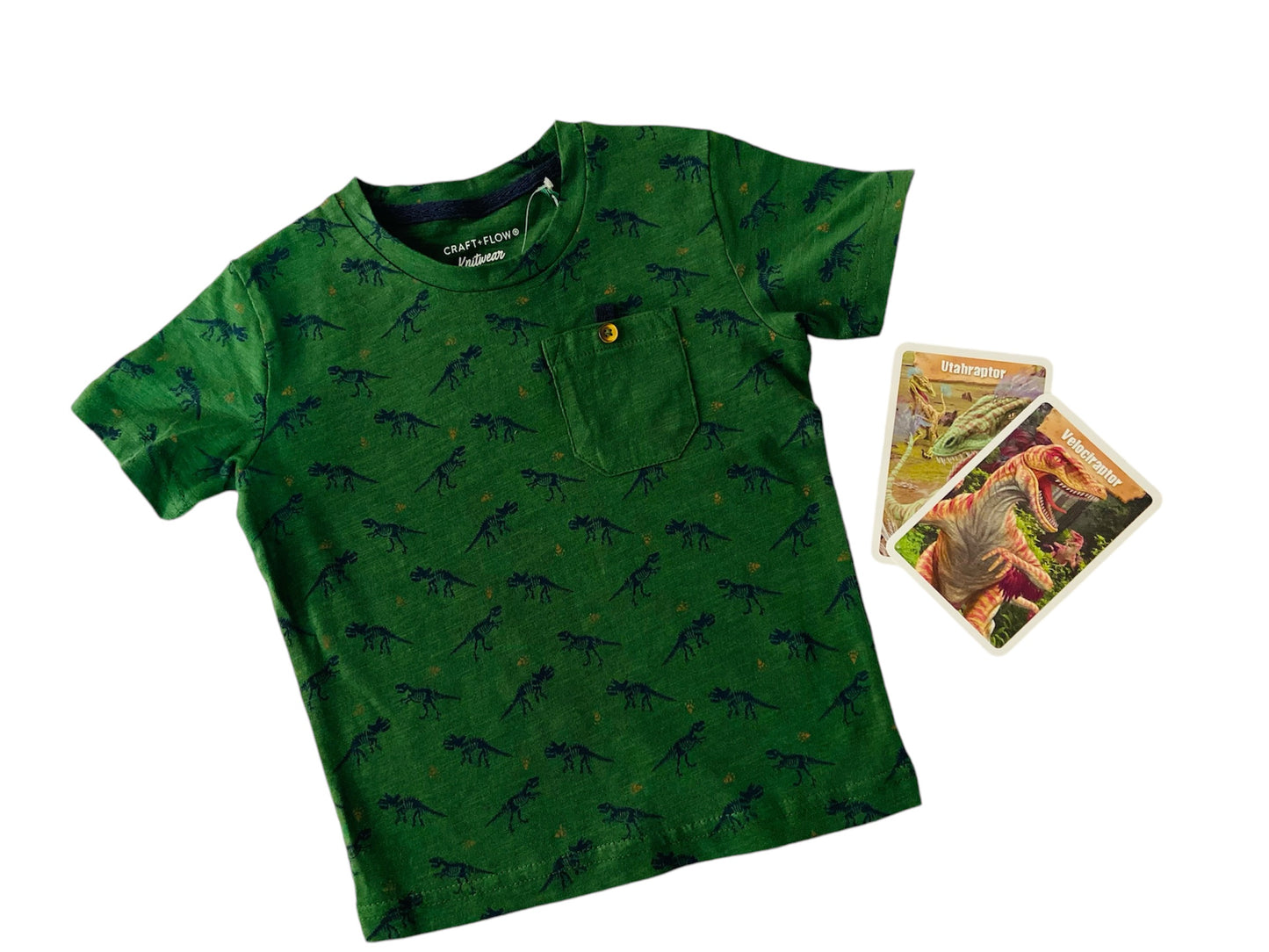 Camiseta verde dinosaurios