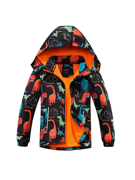 Abrigo impermeable negro y naranja Hoddie suave por dentro