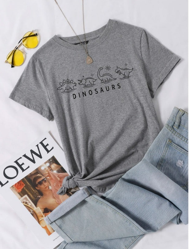 Camiseta gris dinosaur