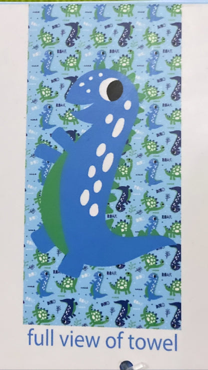Toalla dinosaurio y lentes de natación