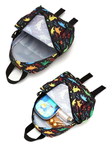Salveque preescolar negro con dinos de colores