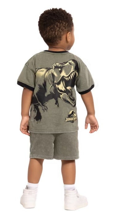 Conjunto camiseta y short Jurassic World verde olivo