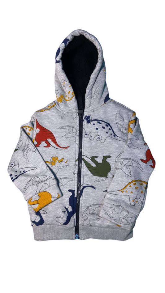 Abrigo gris con dinosaurios Hoddie