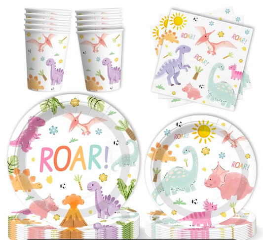 Kit fiesta Blanco con Dinos de Colores
