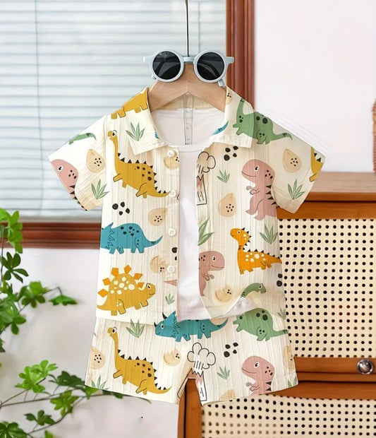 Conjunto dinosaurios camisa con botones y short
