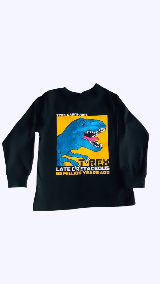 Camiseta Manga Larga Negra T Rex Carnívoro