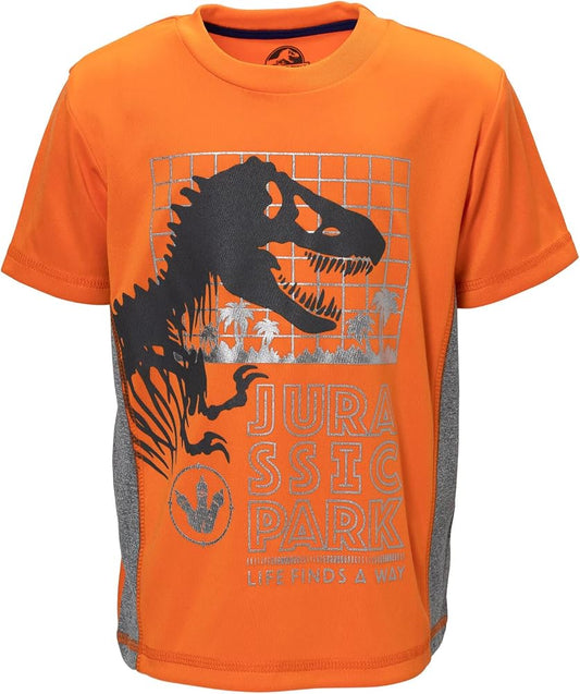 Camiseta Jurassic Park Naranja y Gris