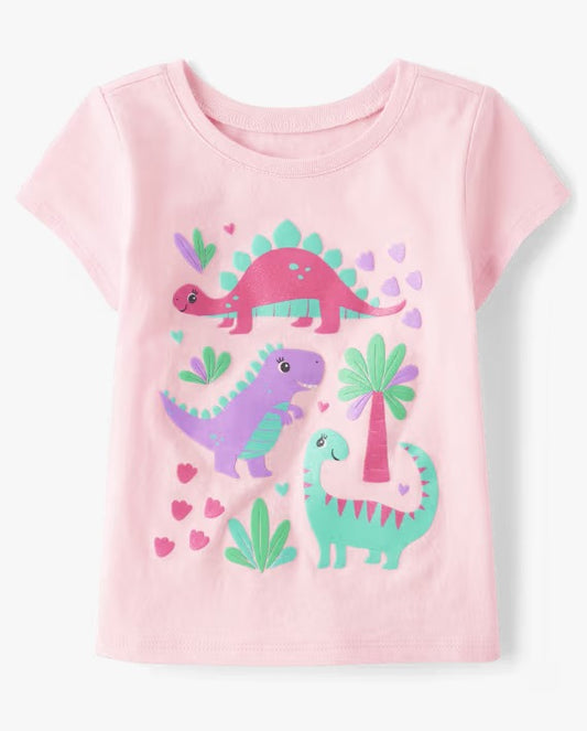 Camiseta rosa 3 dinos niñas