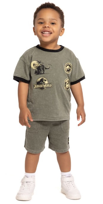 Conjunto camiseta y short Jurassic World verde olivo